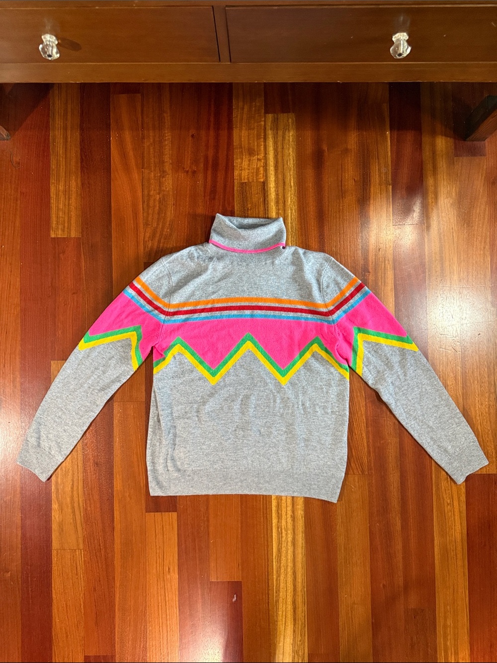 Chinti & Parker Colorful Grey Turtleneck Cashmere Blend Sweater